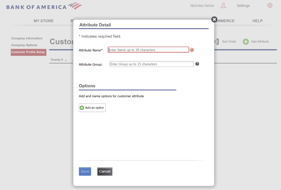 Attribute Detail screen showing Attribute Name and Attribute Group fields