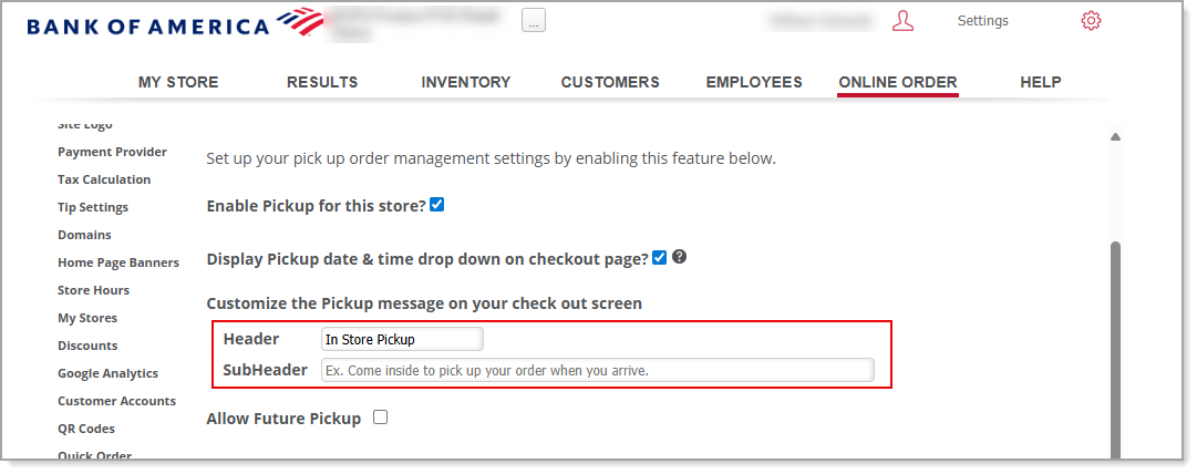 Header and SubHeader fields to update