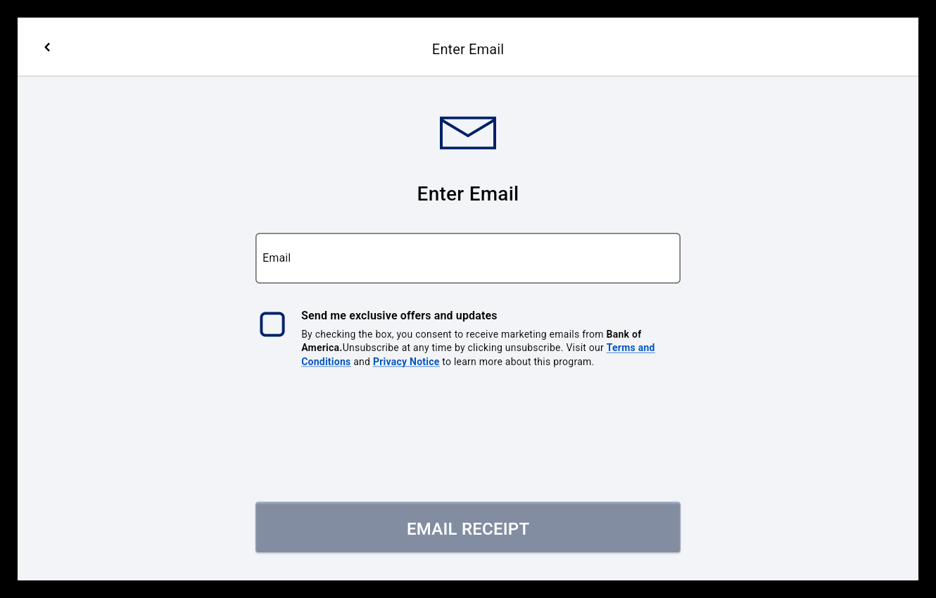 Email delivery receipt option in the Customer Display Screen
