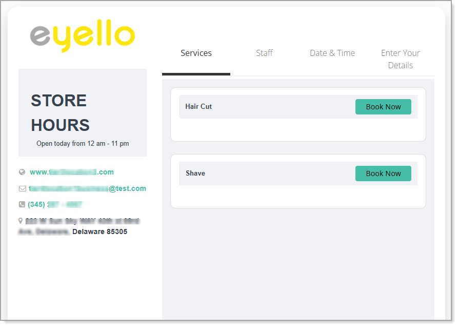 Sample Appointments site in Preview