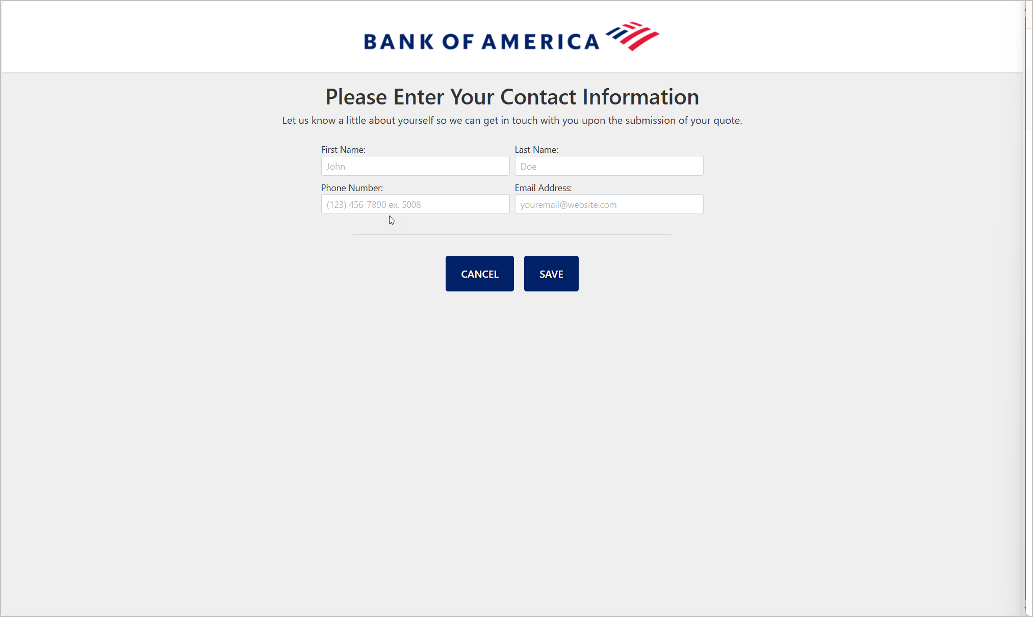 enter contact information
