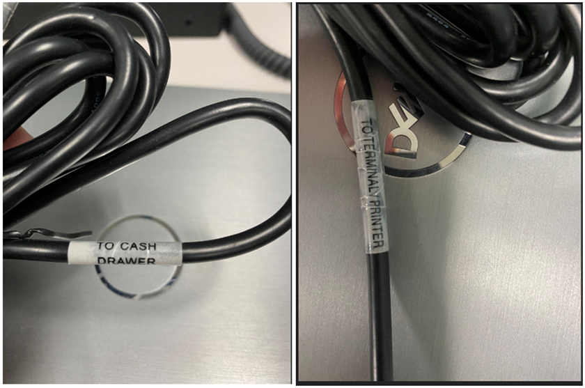 cables with "To Cash Drawer" and "To Terminal Printer" labels