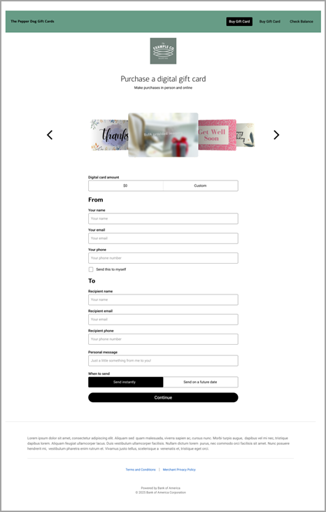 digital gift card ordering experience