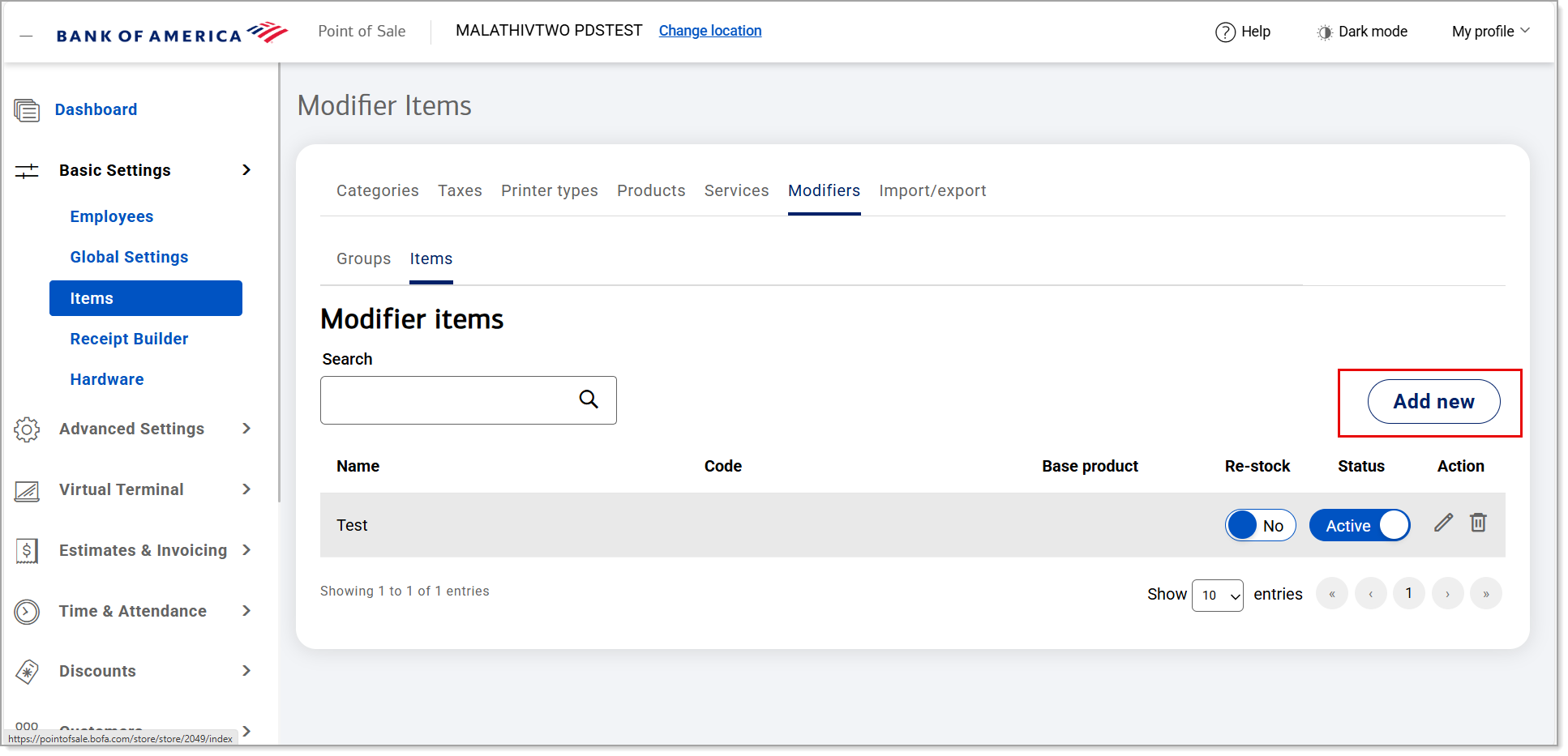 Add new option or modifier items