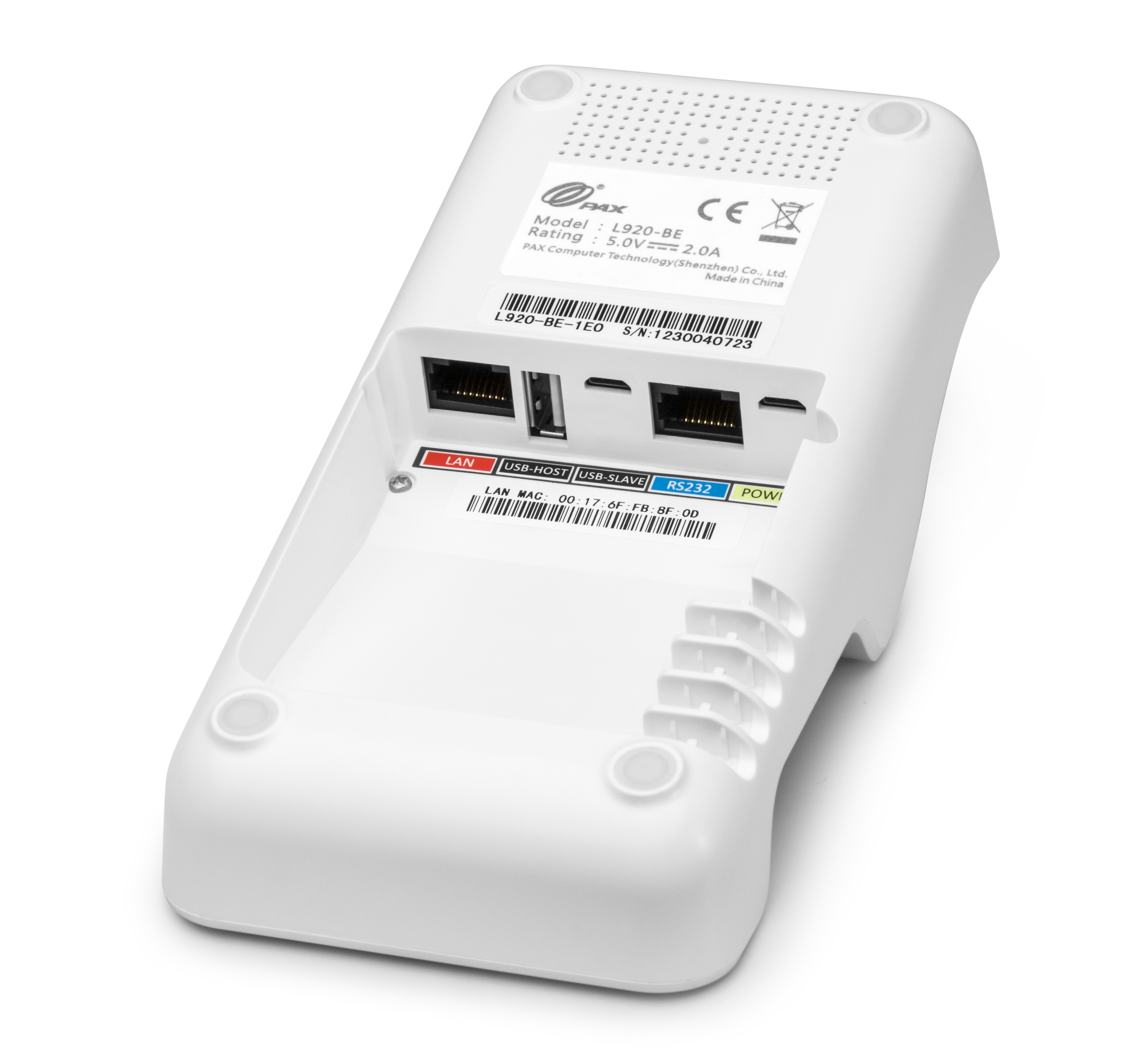 A920 charging base with comm ports