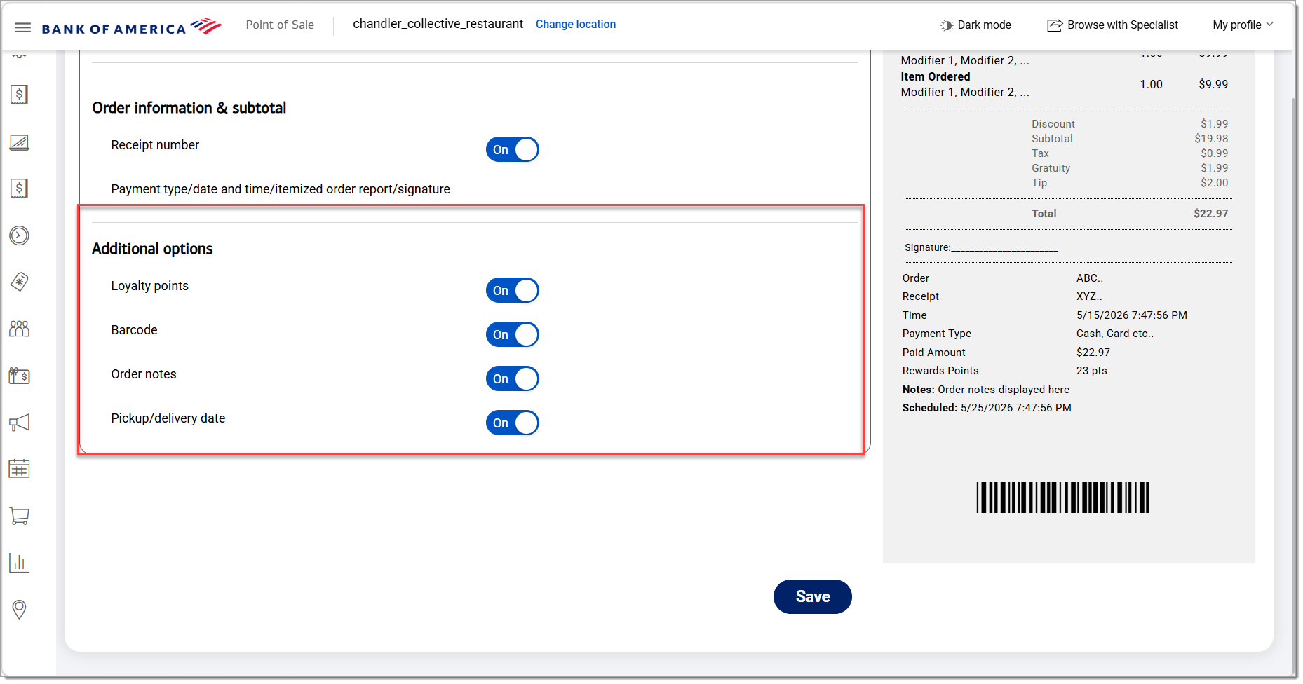 additional e-receipt options