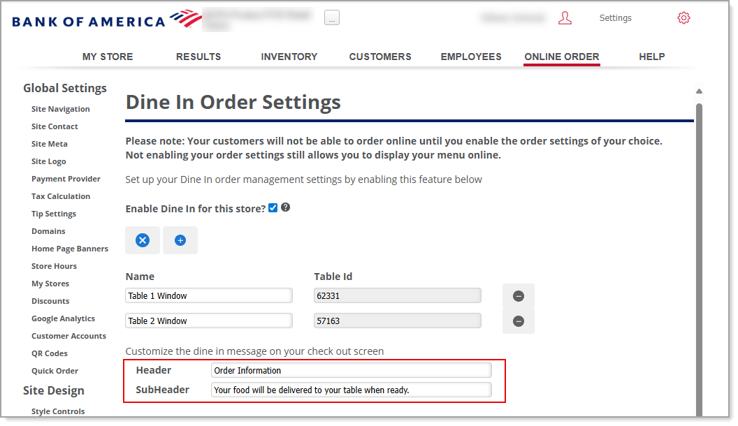 Header and SubHeader fields for editing