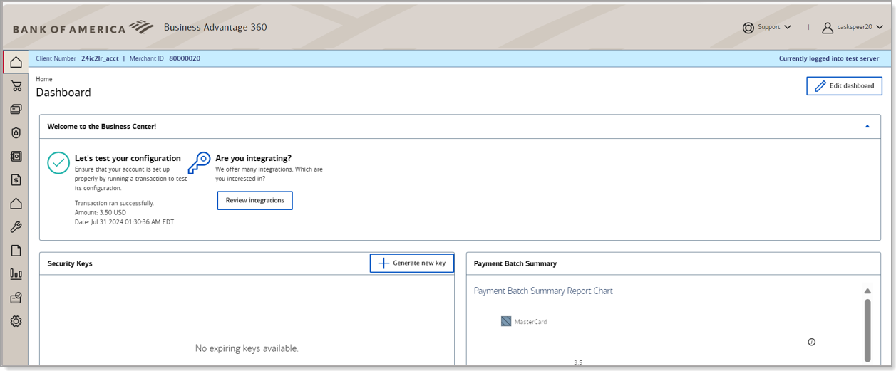 DCE dashboard