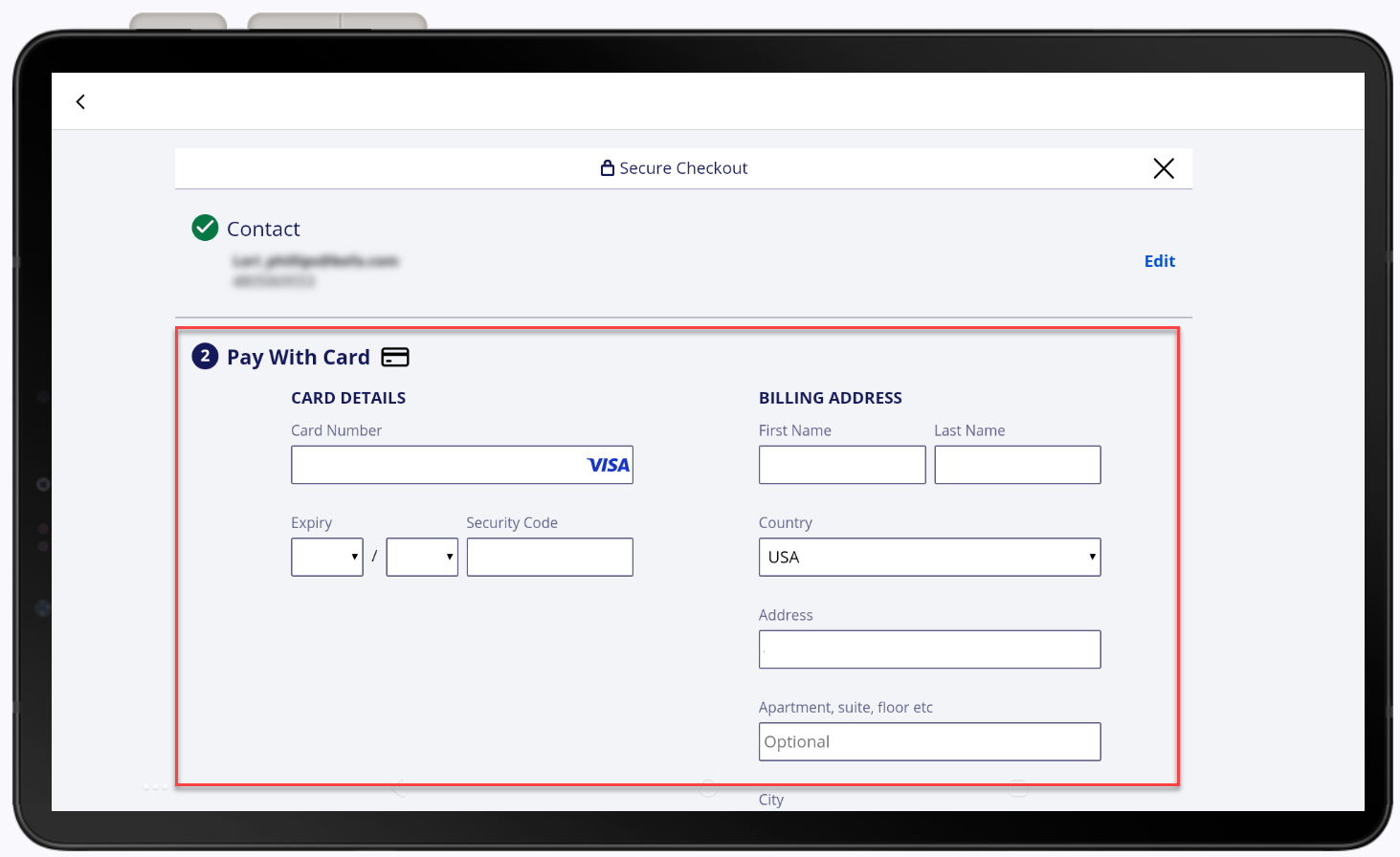 manual card enter the card information