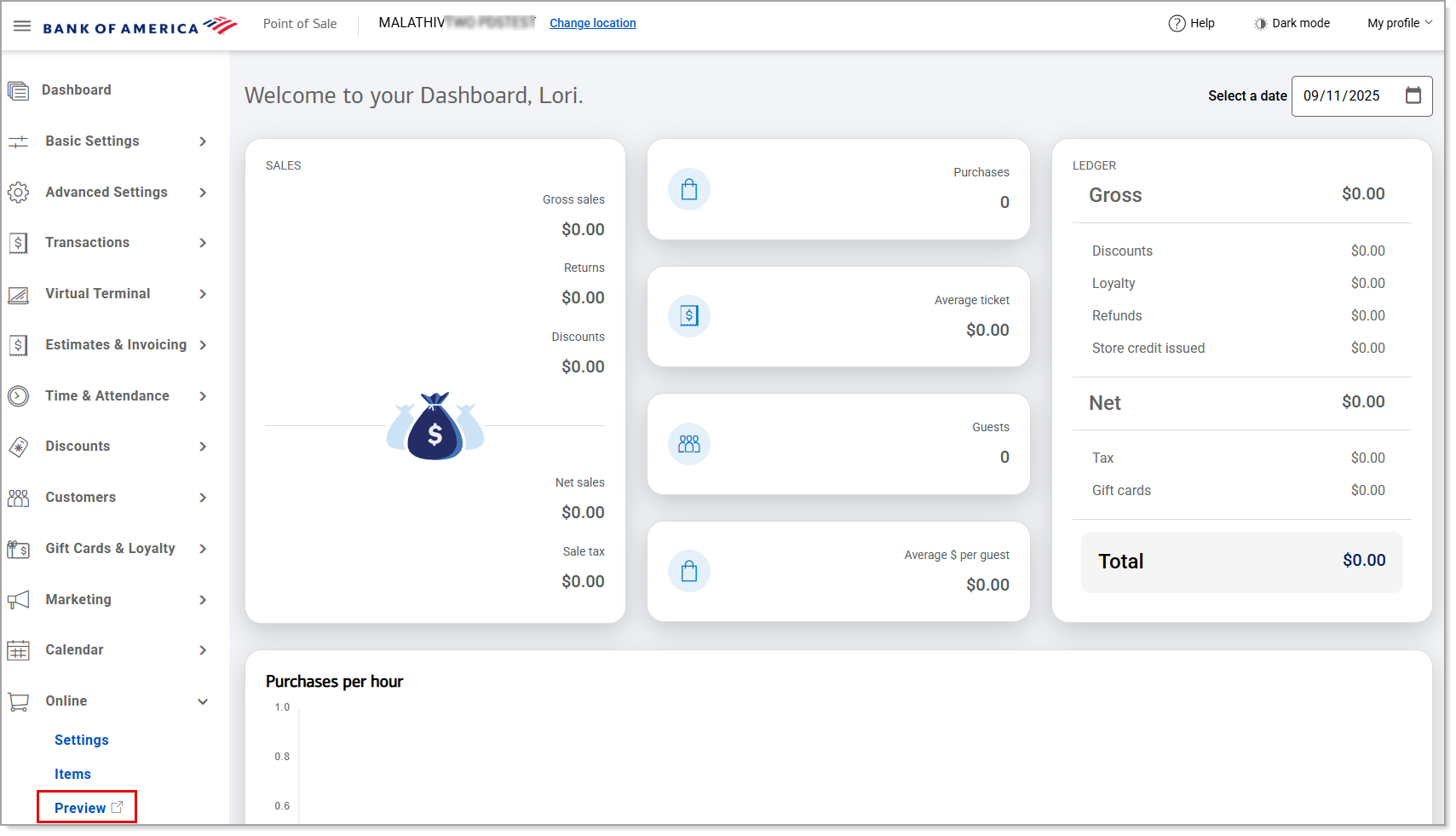 Preview menu option in Back Office