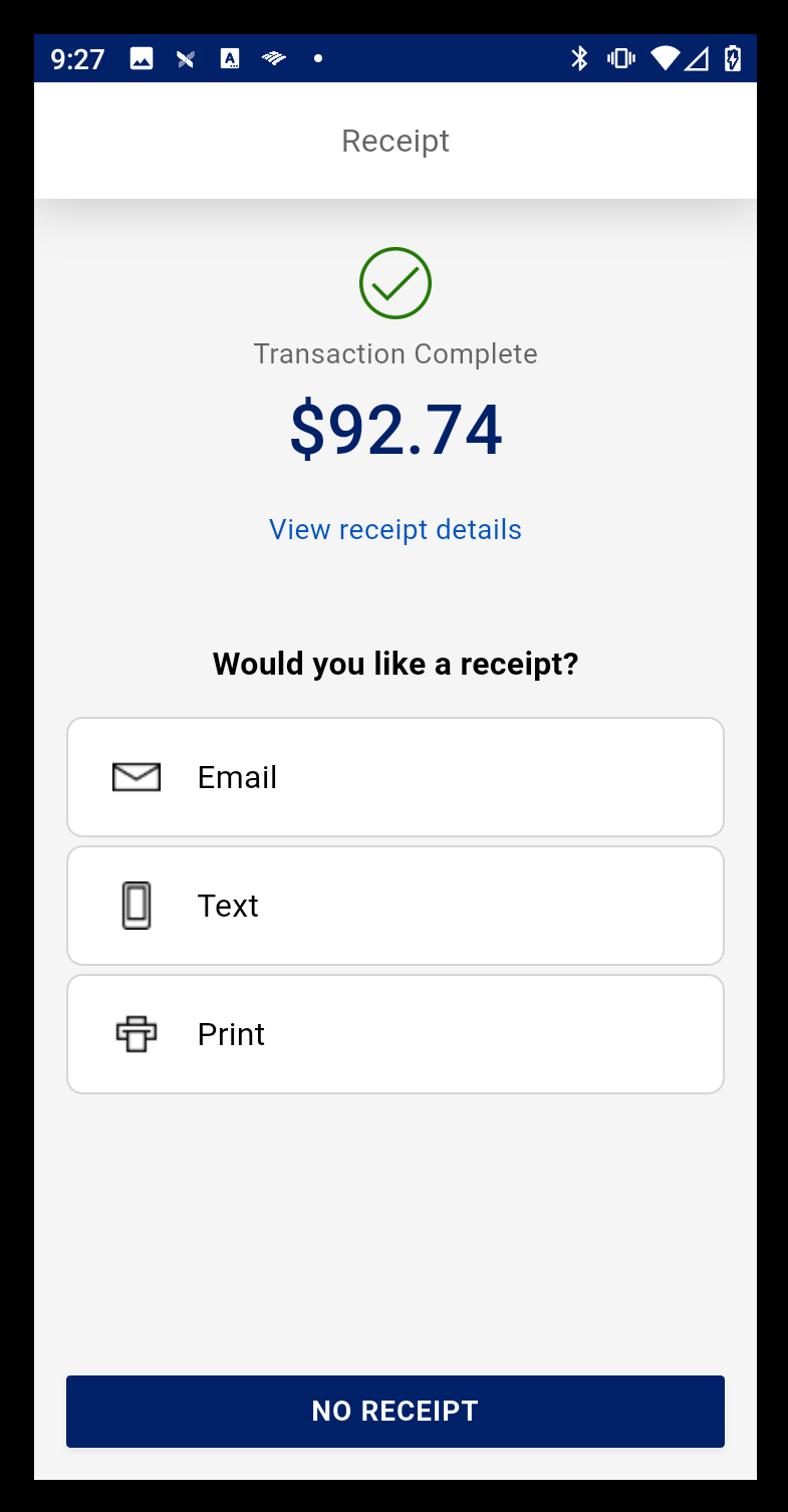 Post authorization receipt options