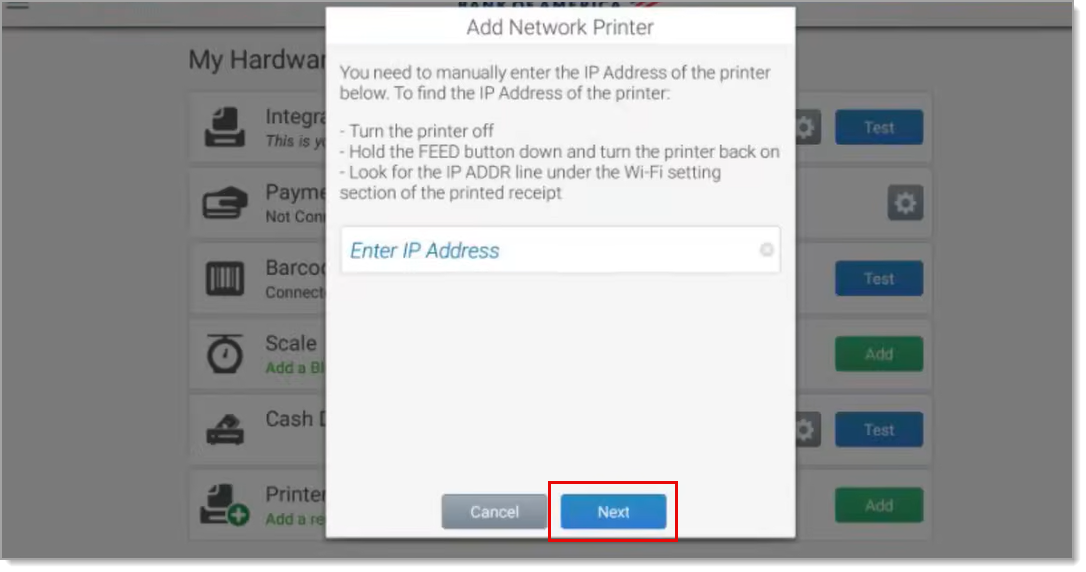 Text box for IP address