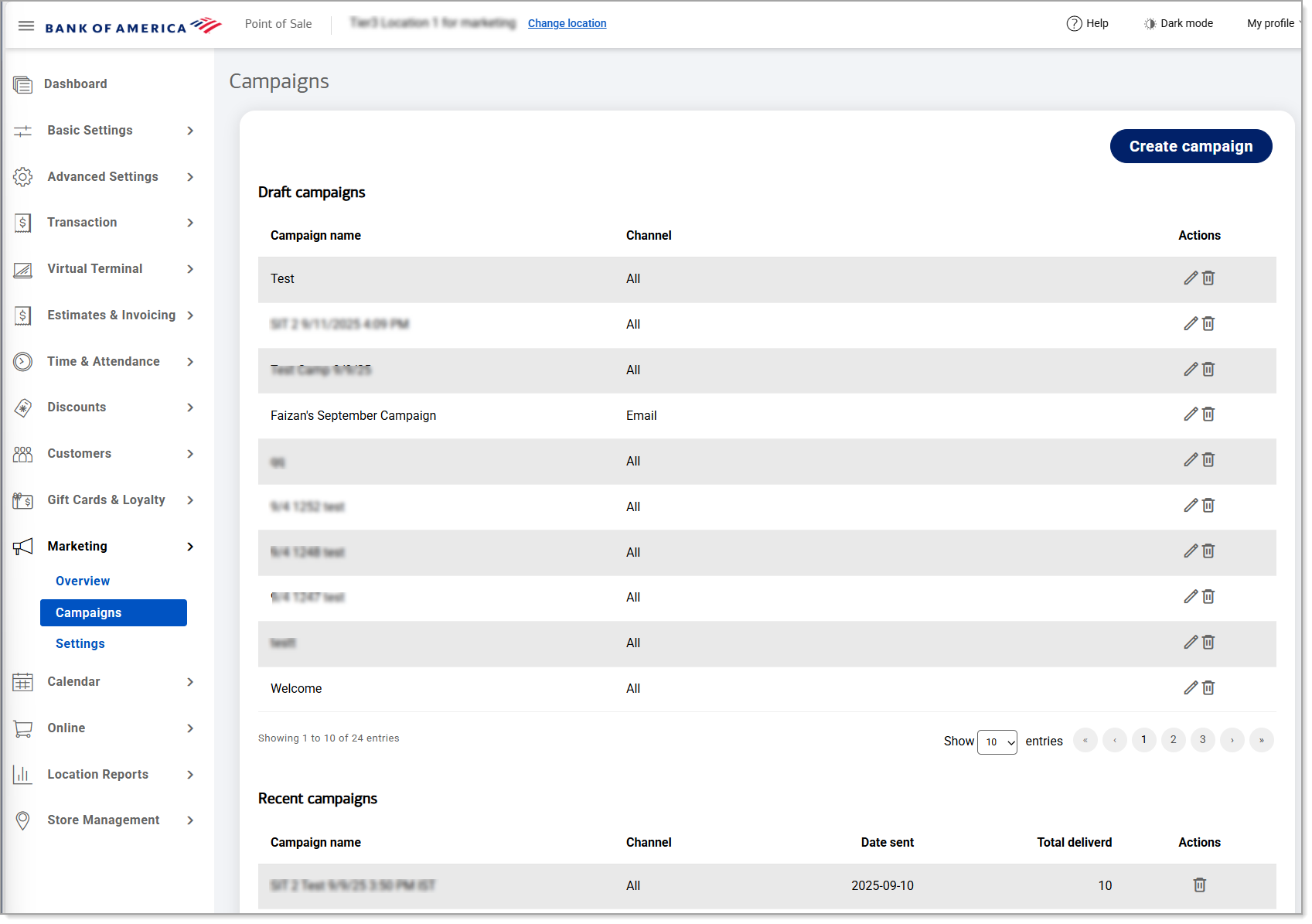 Marketing Campaigns dashboard