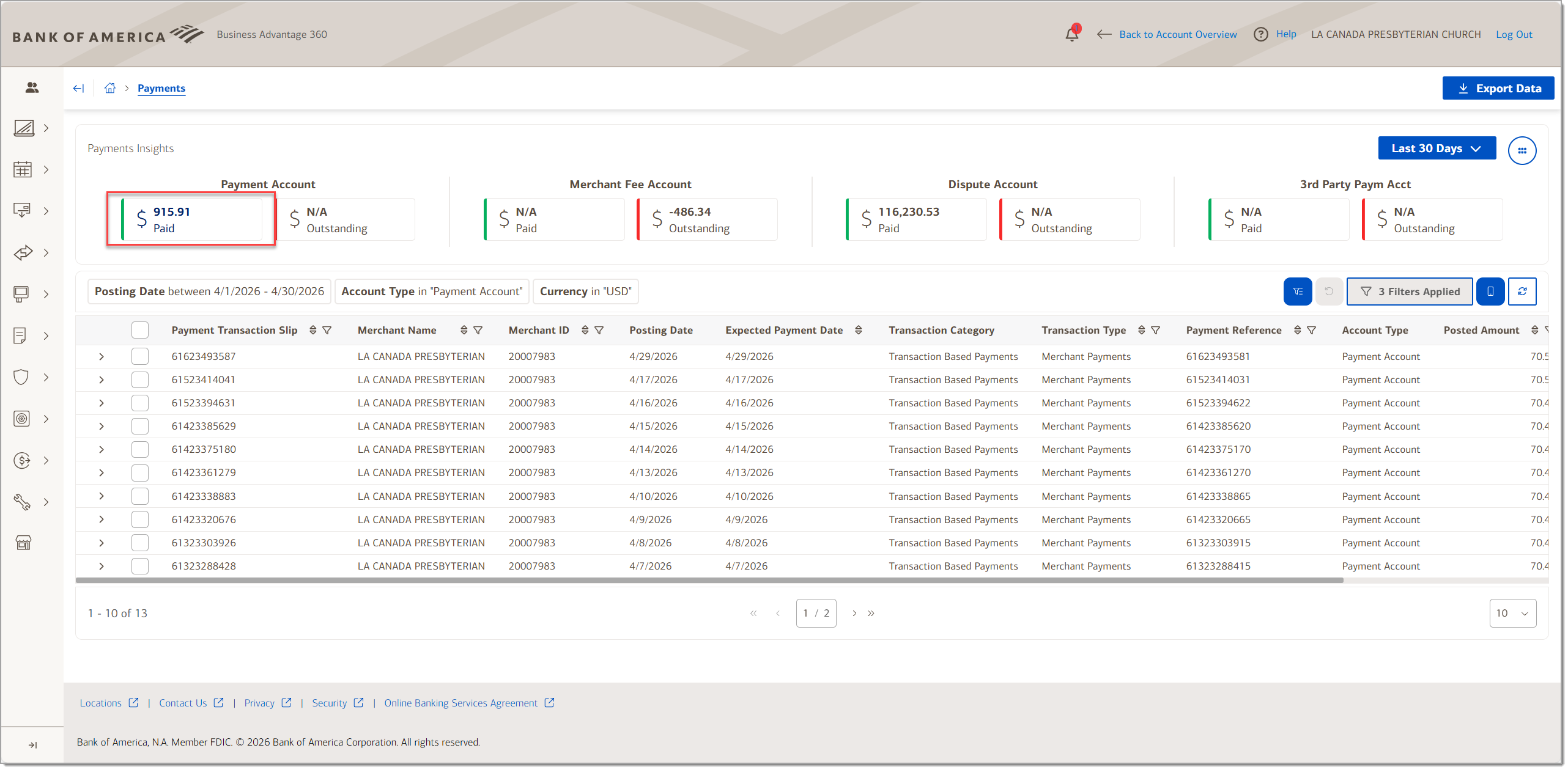 filter by payment insight