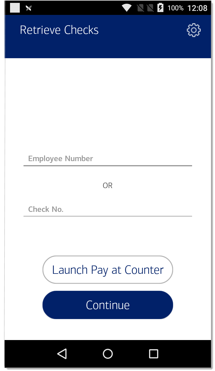 Retrieve Checks screen - Employee Number or Check Number