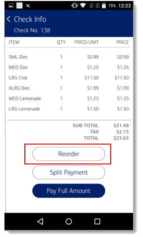 Check Info screen - reorder option
