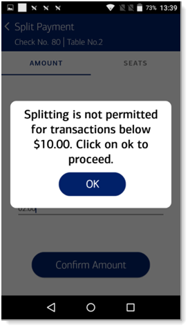 error message received when split is under the preconfigured split parameter