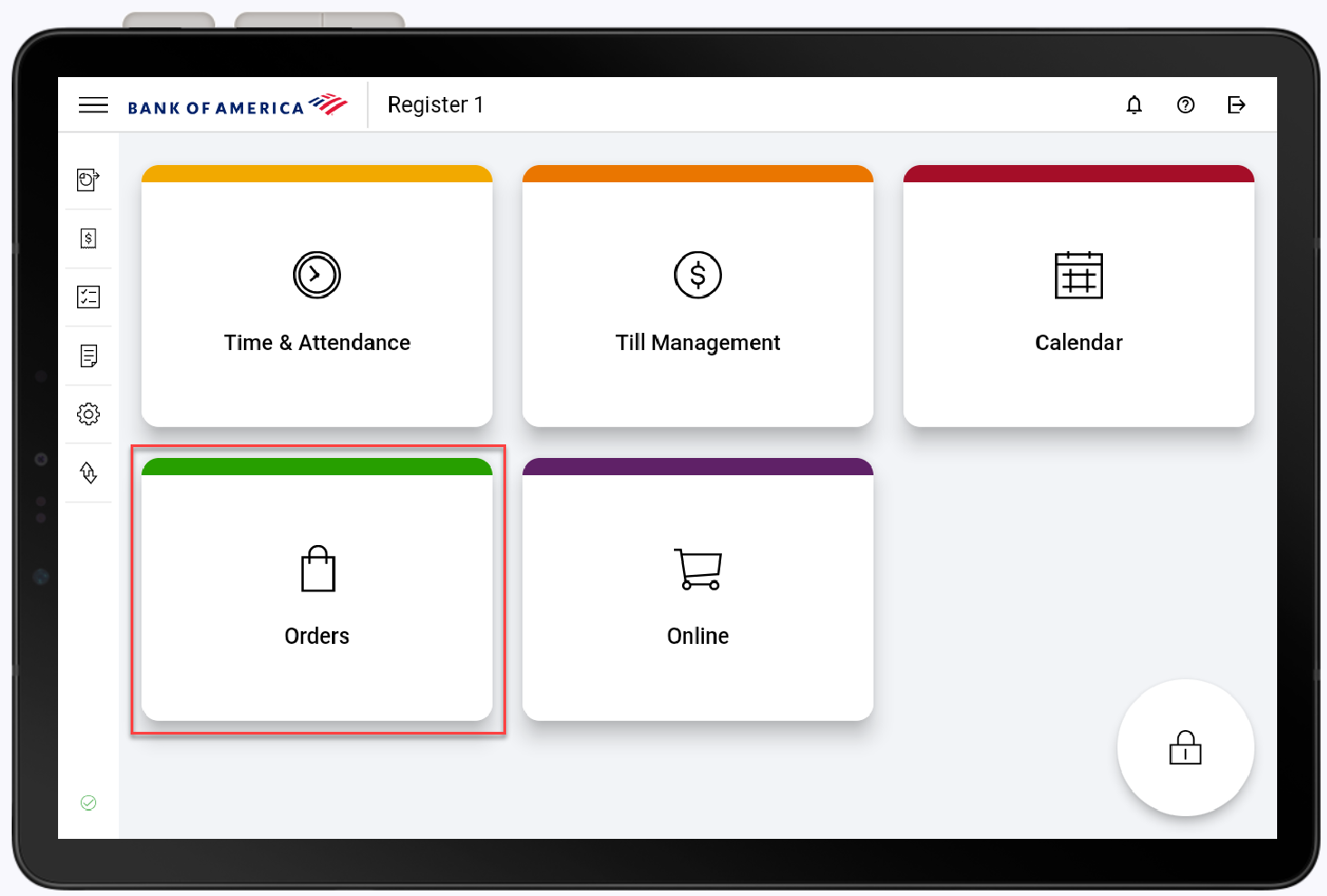 Orders highlighted on app homescreen.