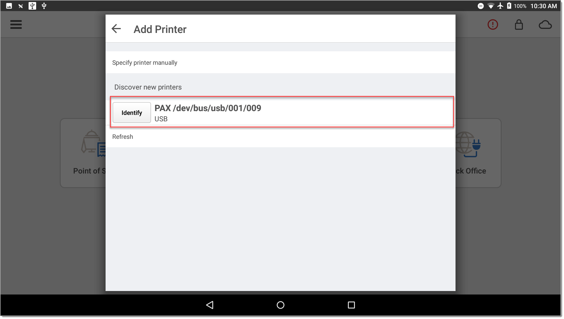 Add printer window identifying available printers