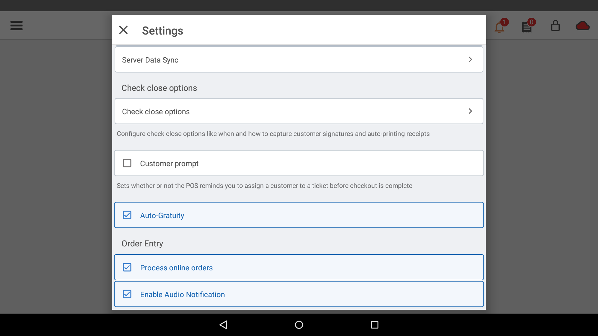 settings menu continued