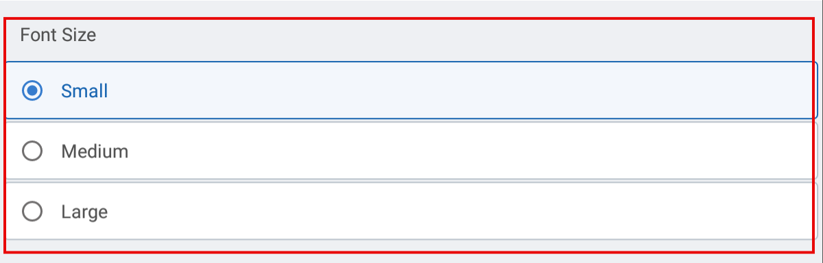 Printer font size options