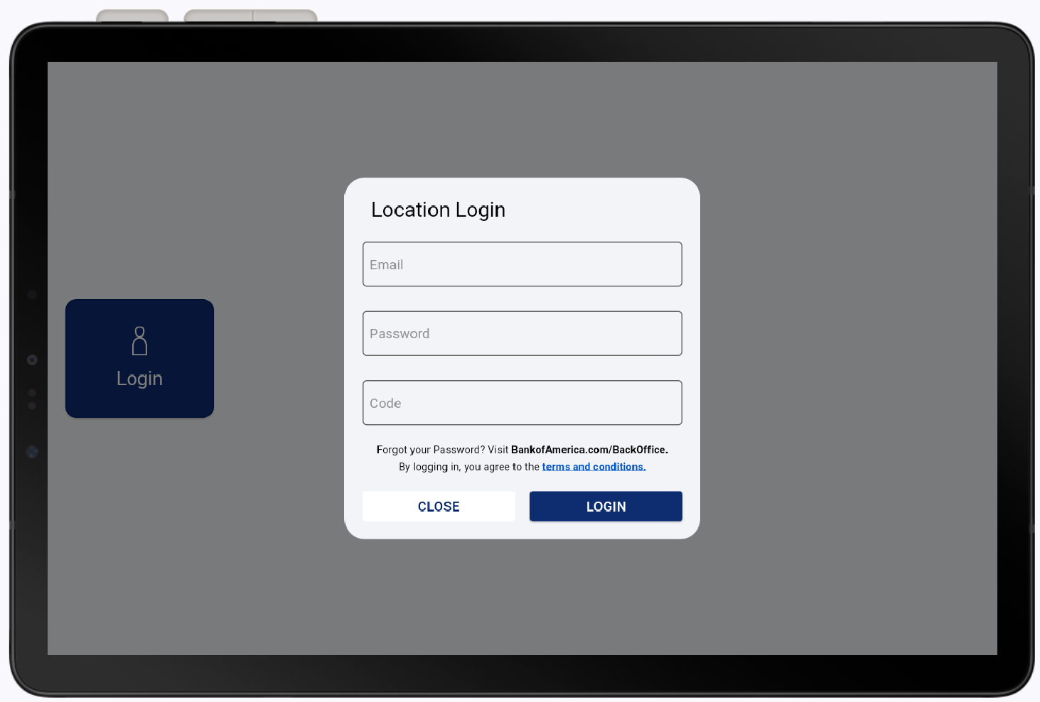 POS app with Login pop up.