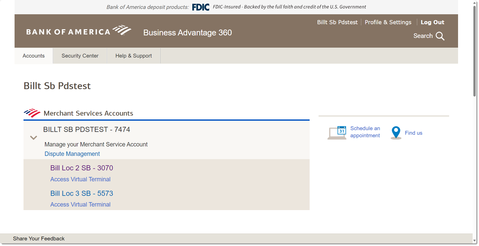 merchant services accounts in online banking