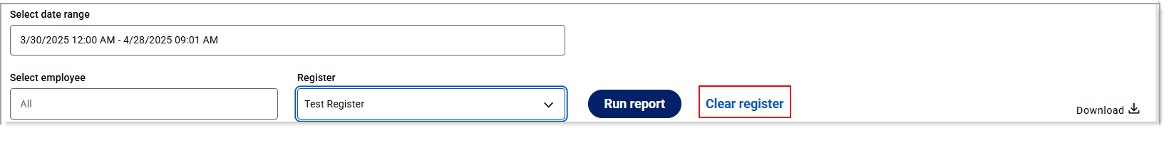 Clear Register option