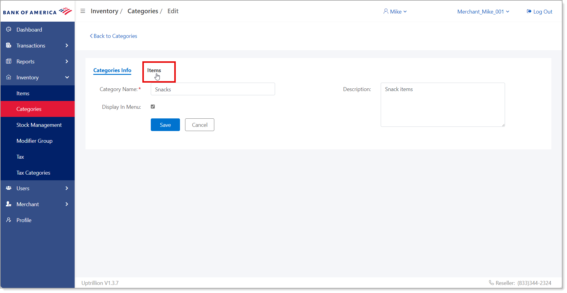 mpos inventory category assign items