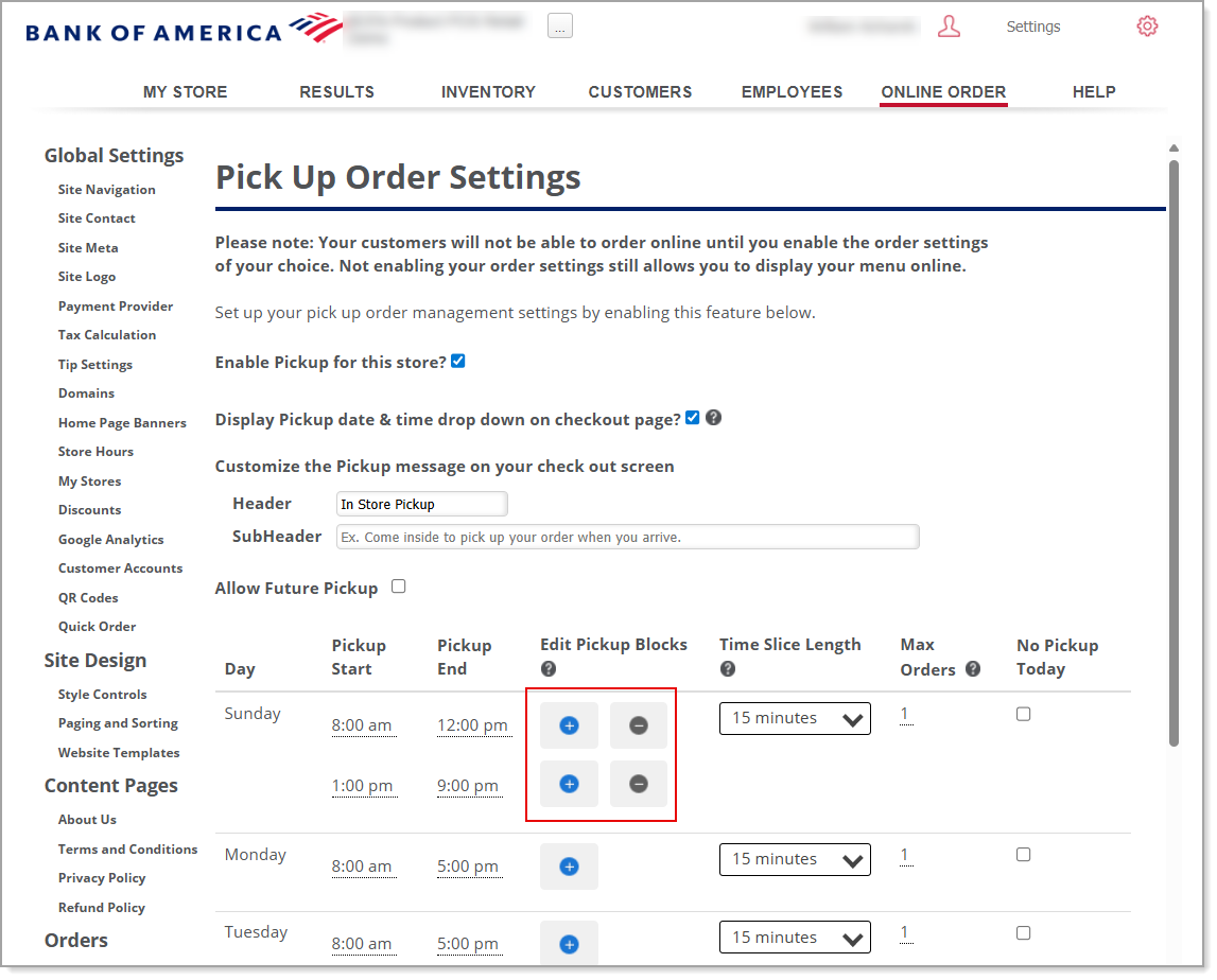 Edit Pickup Blocks option