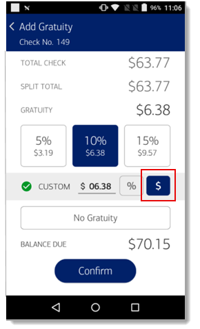 custom amount by dollar option