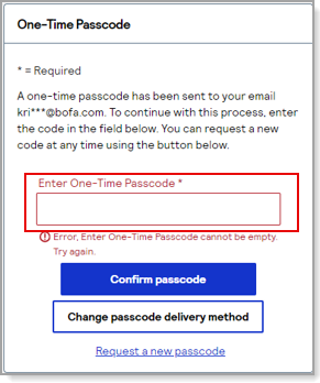 One-time passcode entry field