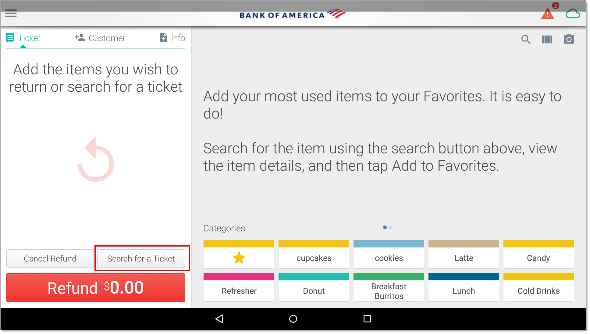 Search for a ticket highlighted
