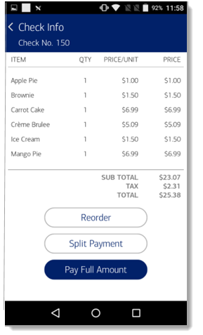 Example of Check Info displayed