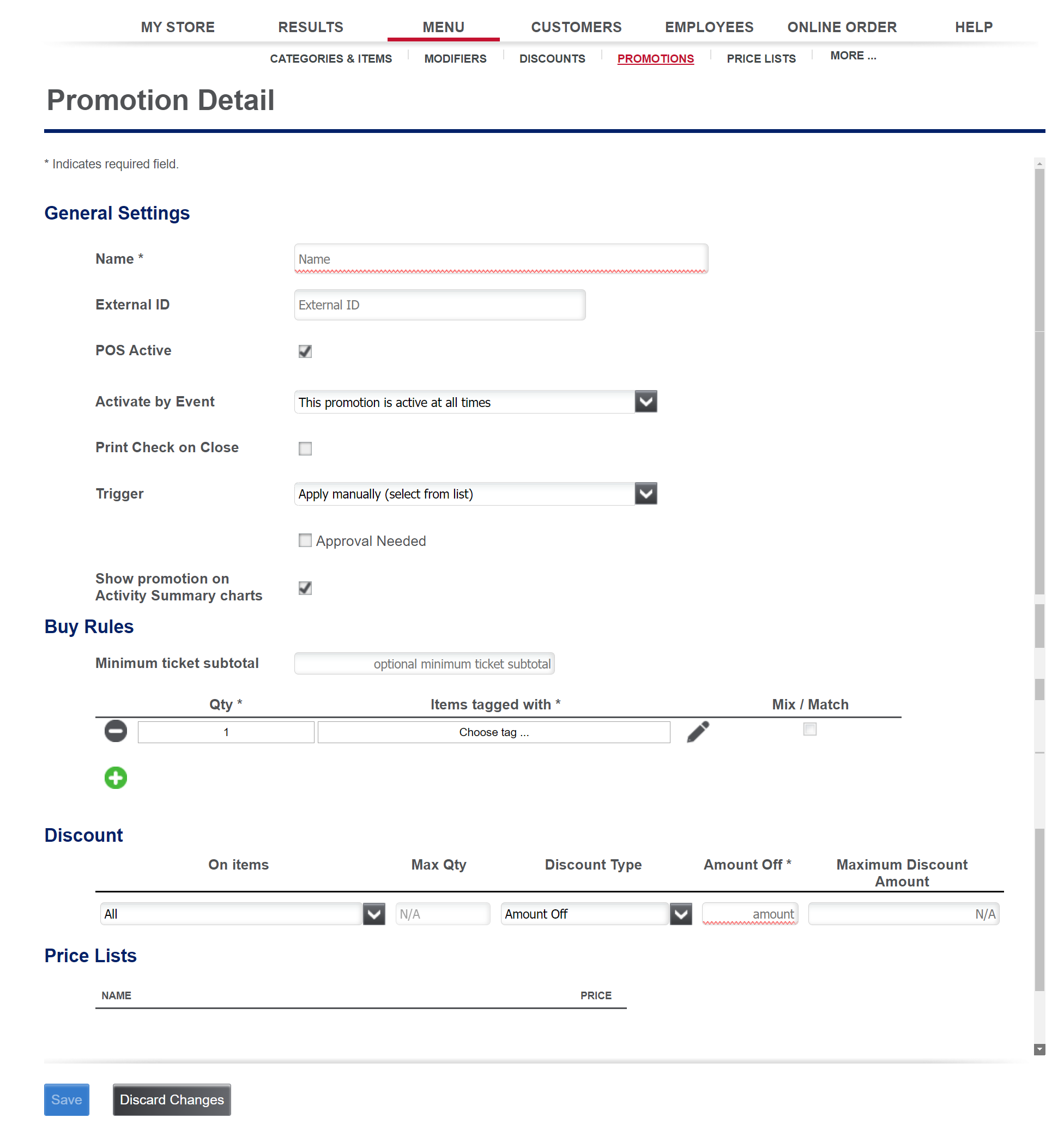 promotion detail screen