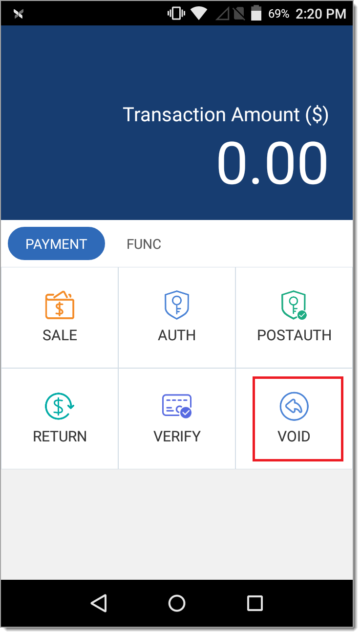 Payment Tab, Void Option