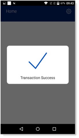 Transaction Success message