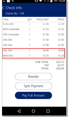 Check info with reordered items at bottom