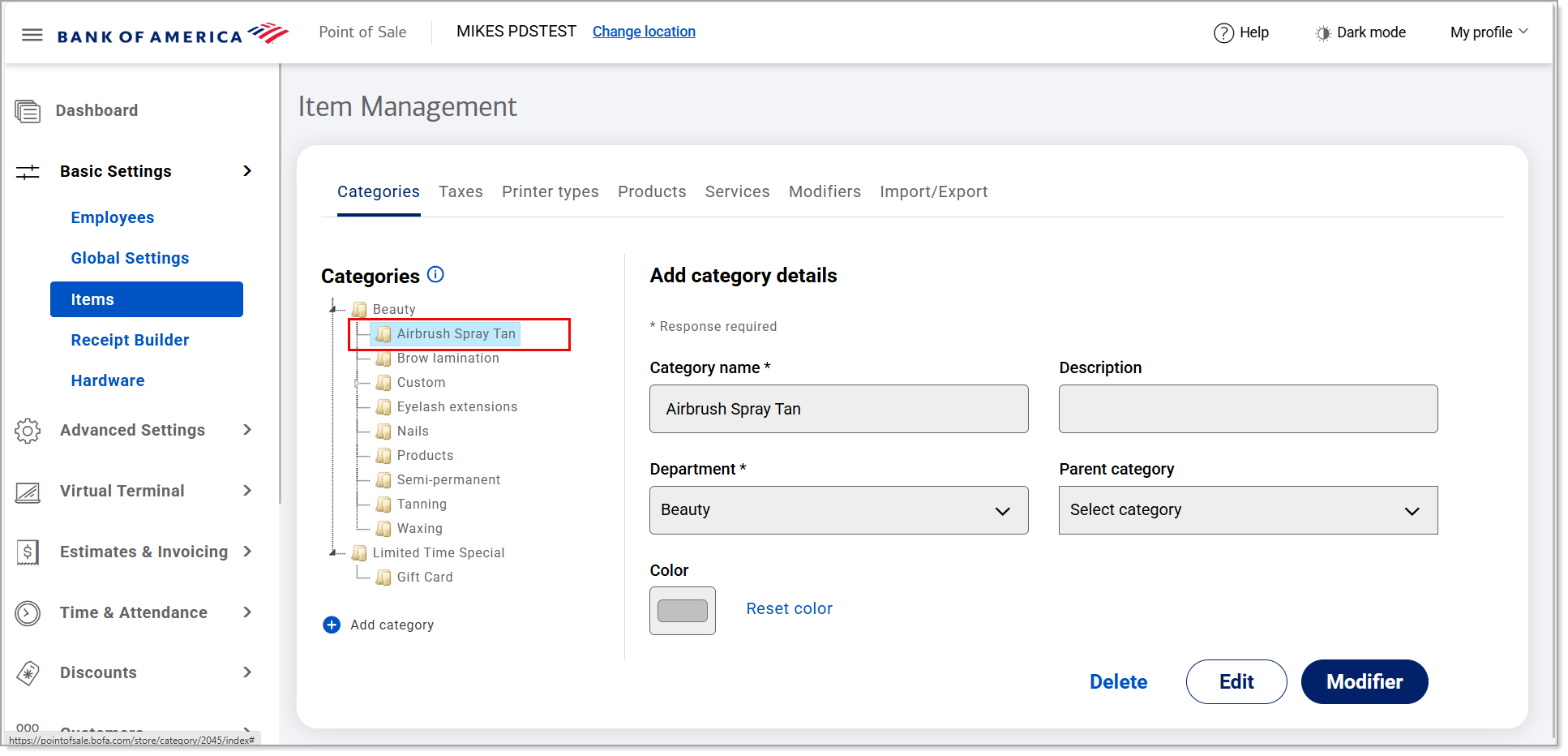 Item management - add category details screen