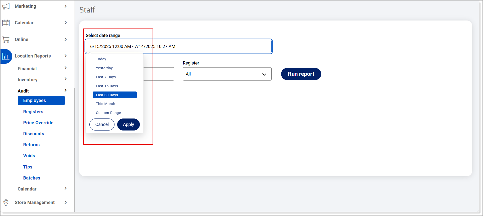 date range options