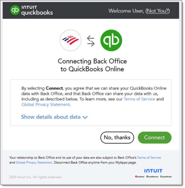 Intuit connect button