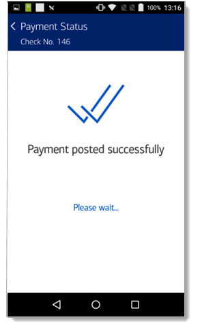 Payment Posted Successfully message