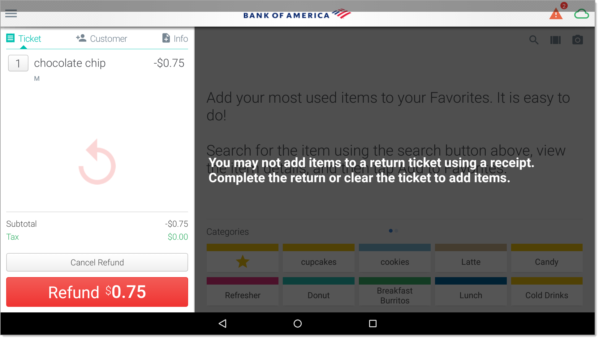 Refund button