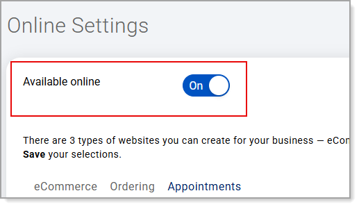 Online settings - Available online toggle