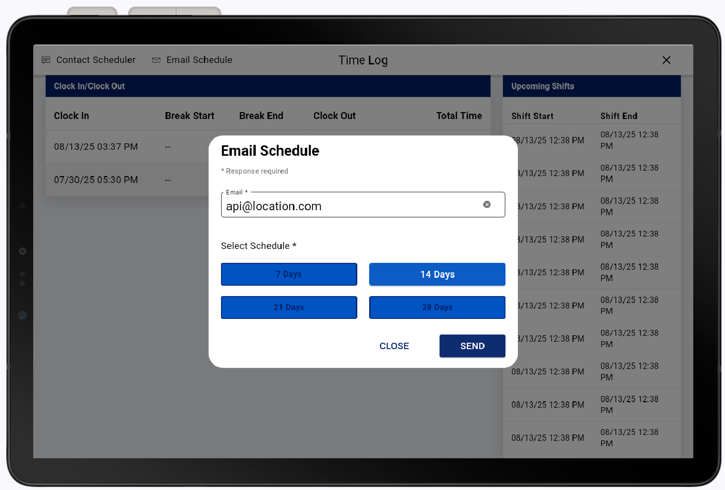 email schedule options
