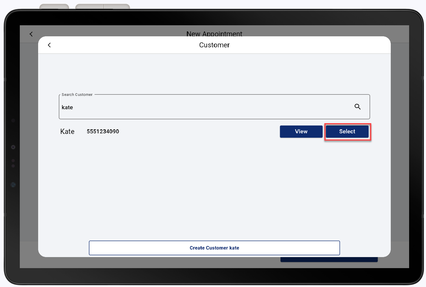 select the new customer