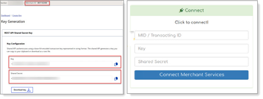 Bank of America and Biller Genie Security Key screens