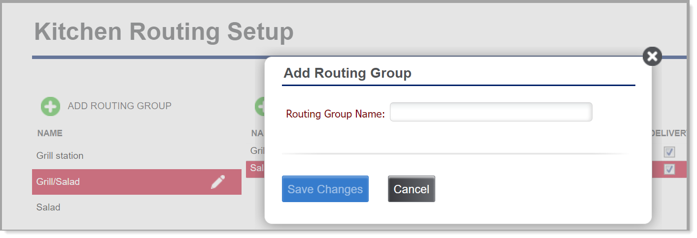 Add routing group dialog box