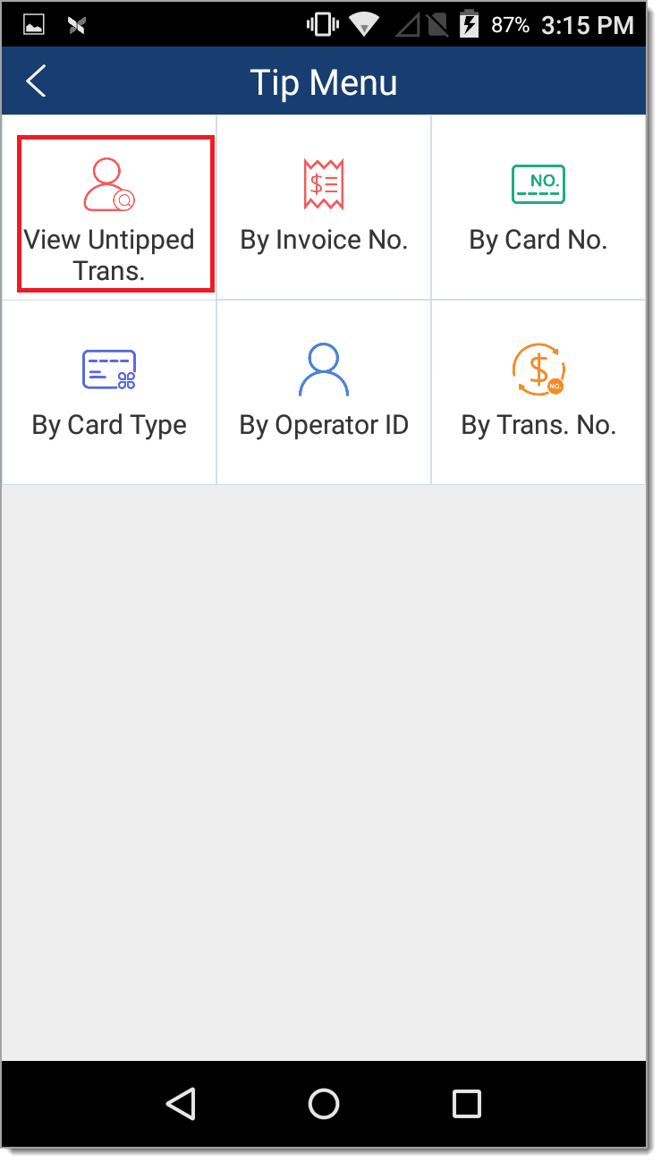 View Untipped Trans option under Tip Menu