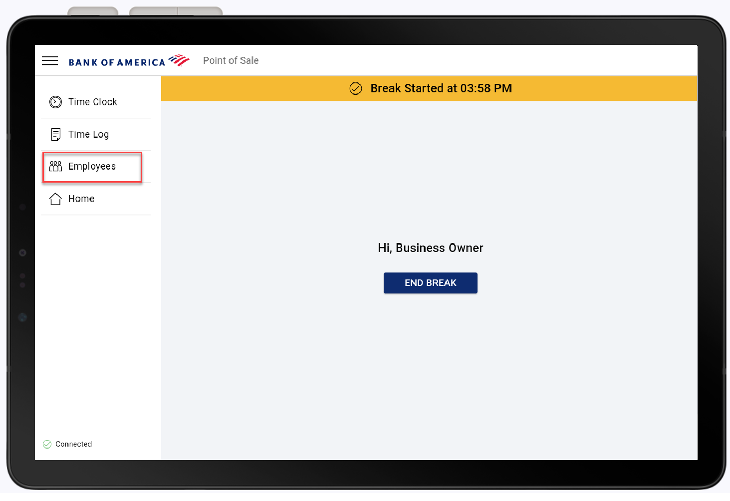 time and attendance navigation with employees selected